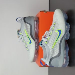 Nike Air Vapormax 2021 FK White Hyper Royal Volt Men's Running Shoes